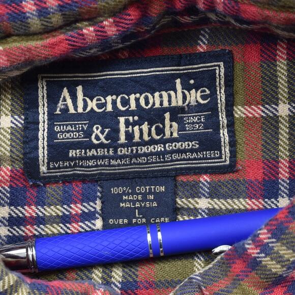 Abercrombie & Fitch Men's L Button Shirt Long Sleeve Plaid Multicolor Quality - Picture 6 of 8